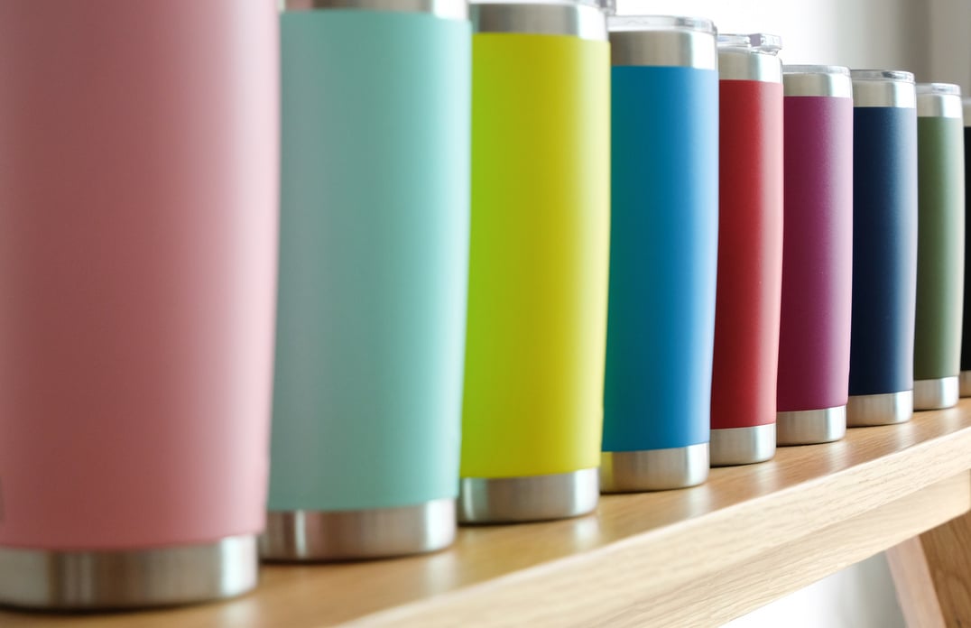 Various colors of stainless steel tumblers